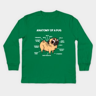 Anatomy of a Pug Kids Long Sleeve T-Shirt